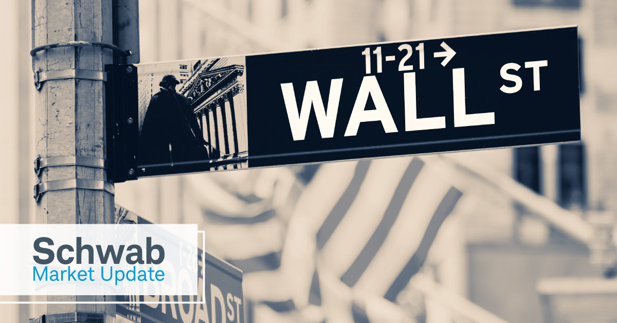 Schwab Market Update: A close-up of the Wall Street sign. 
