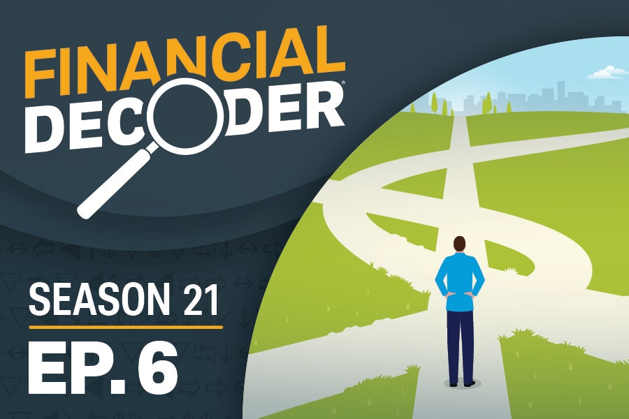 Illustration of character looking out at multiple winding paths